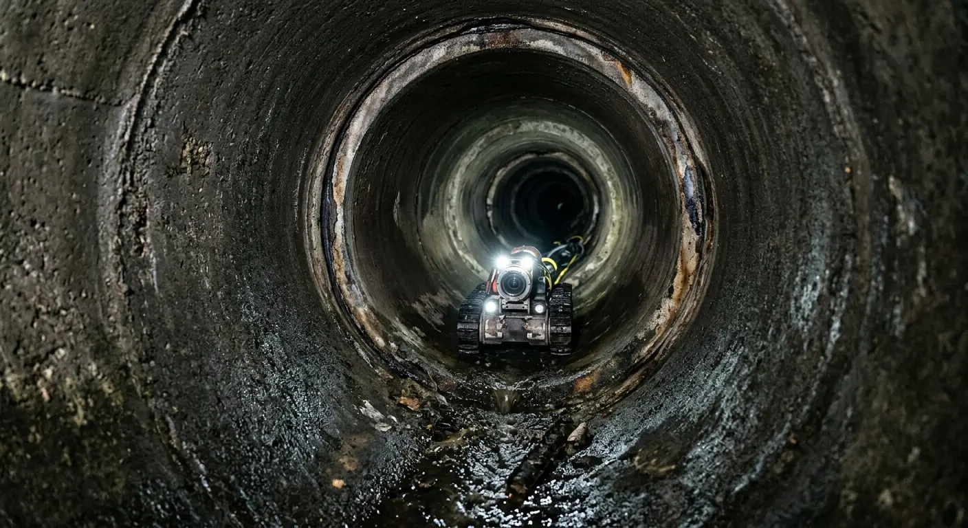 Robotic sewer camera inspecting pipe interior for Sewer Line Cleaning in Palm Beach Gardens